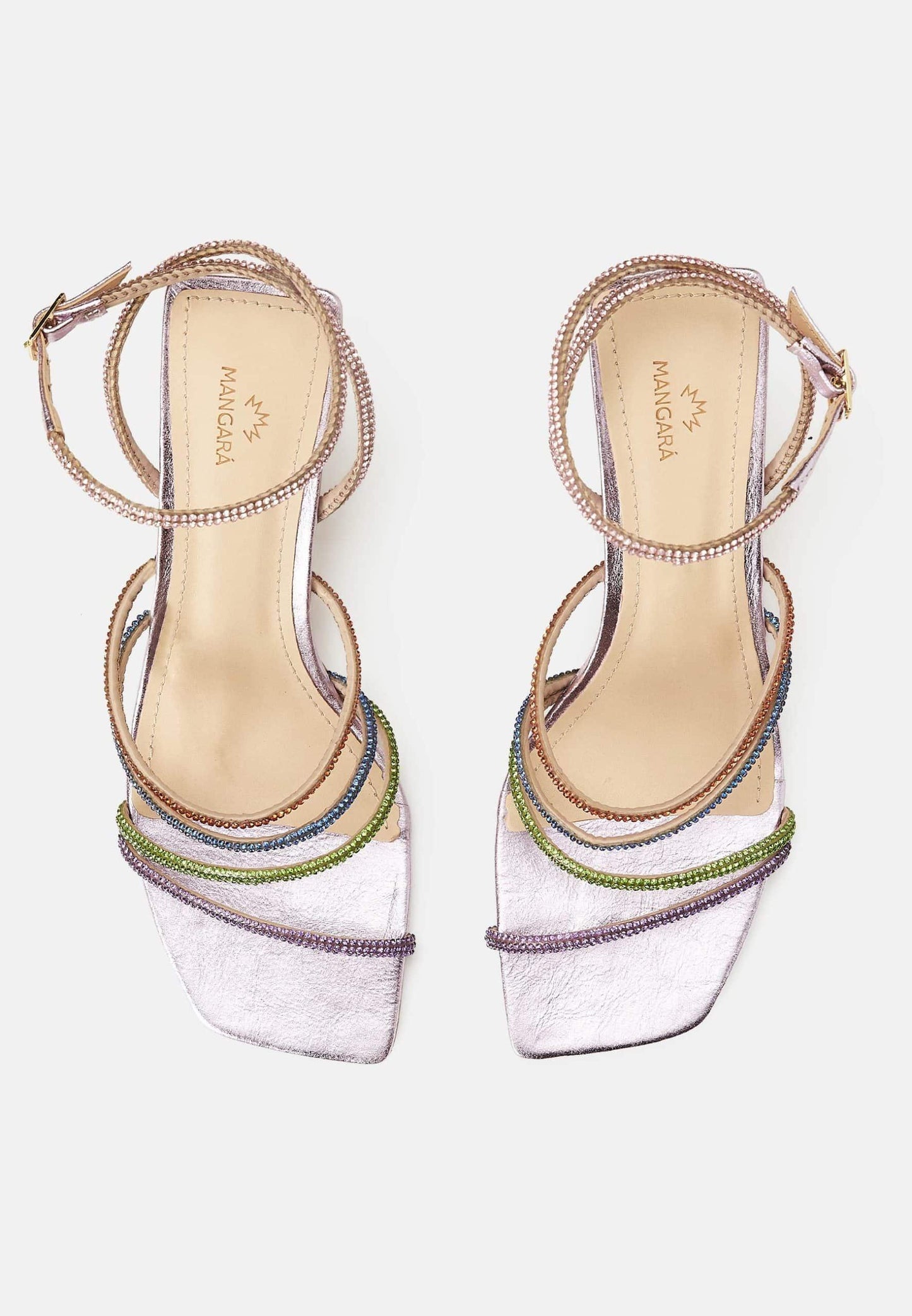Arca Leather Sandals – Crystal Straps Flat Purple