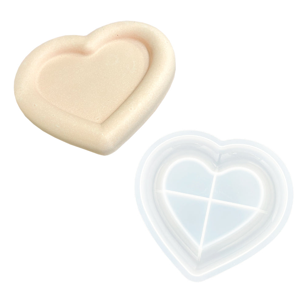 Silicone mould for casting a Jesmonite heart-shaped trinket dish