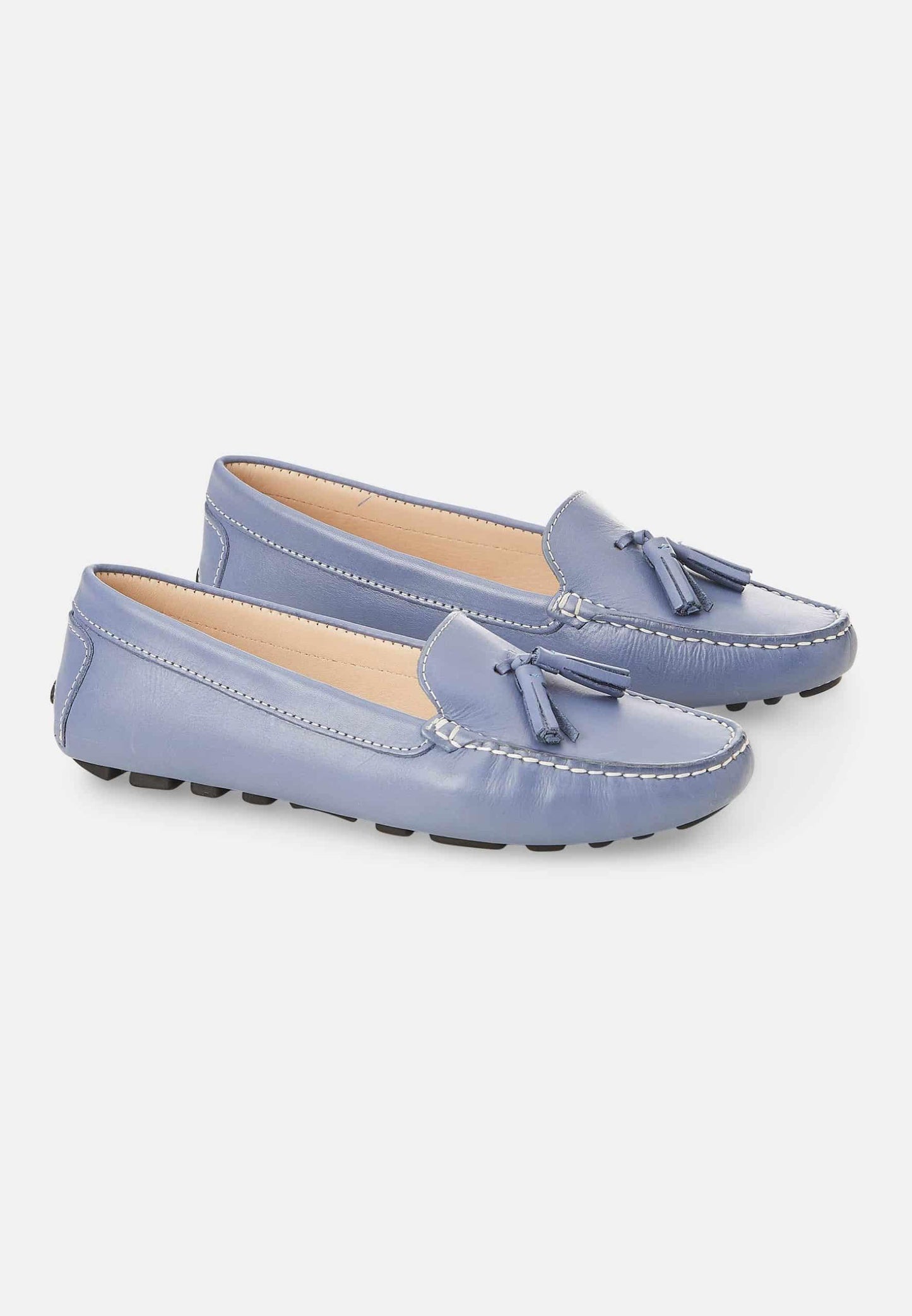 Caviúna Blue Calf Leather Tassel Loafers – Flat
